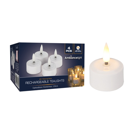 Rechargeable Tealights with LED 4 pcs