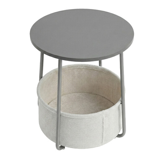 Ochama Round Side Table with Fabric Basket
