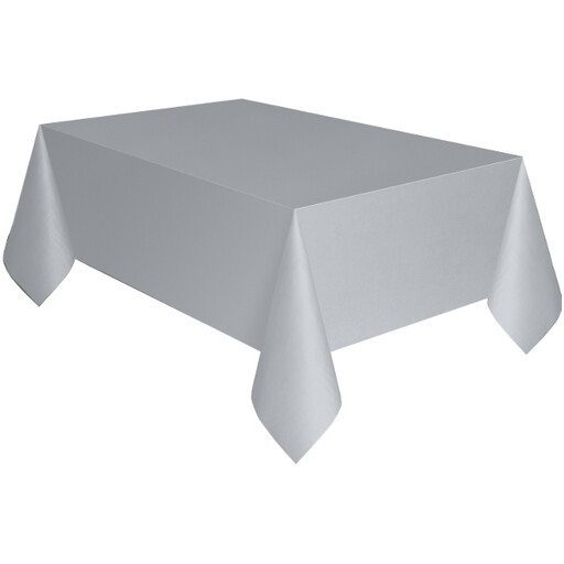 Unique Plastic Table Cover, Silver , 1.37 x 2.74m