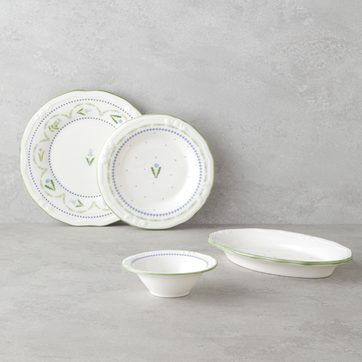 English Home Lavender Porcelain Breakfast Set 12 Pieces, 6 Servings Green - Blue