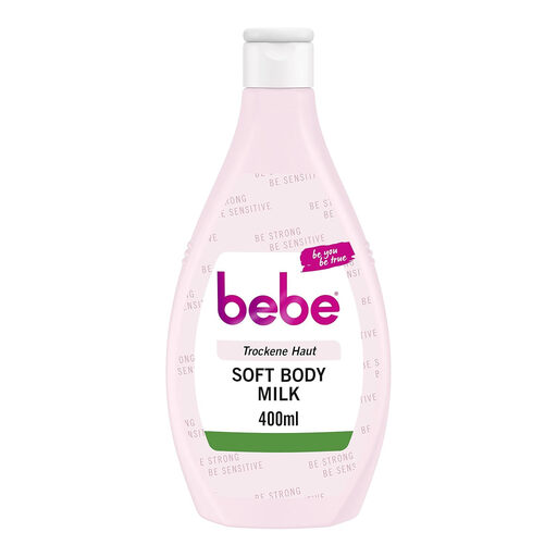 BEBE Soft Body Milk, 24h Moisturizing Lotion with Jojoba Oil & Panthenol for Dry Skin, 400 ml