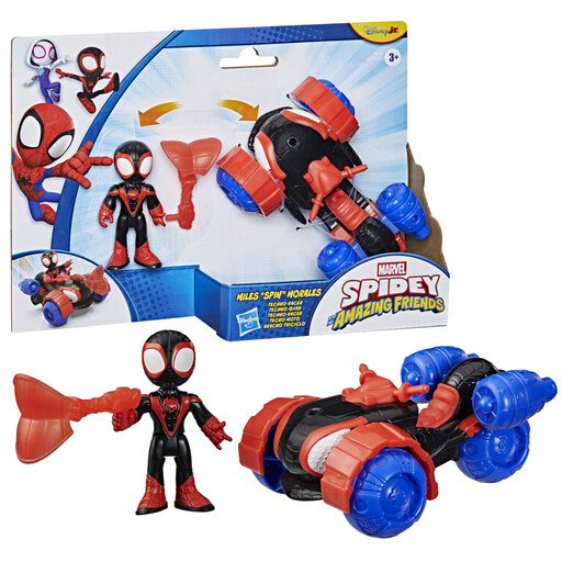 蜘蛛侠和他的神奇朋友们 Techno Racer 车辆与 Miles Morales 人偶
