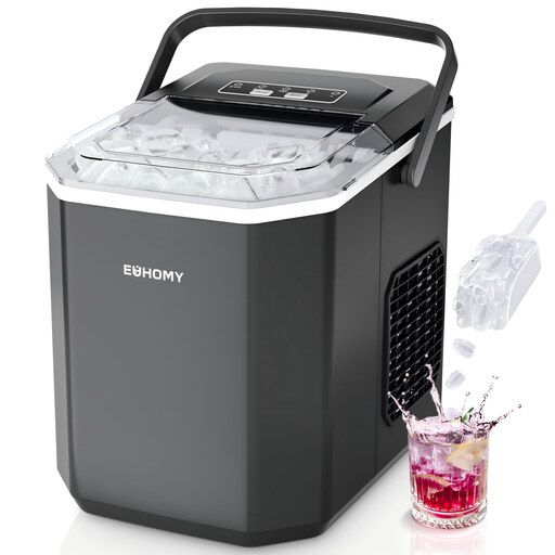 Machine à gla?ons EUHOMY, 9 gla?ons en 6 min, 12 kg/jour, Noir