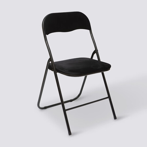 5five Folding Chair with Velvet Seat - Black