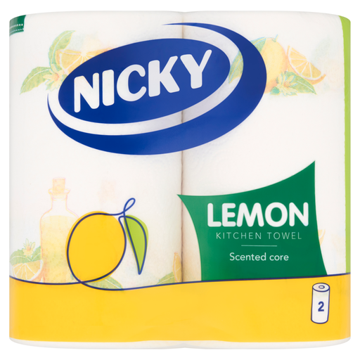 Nicky Lemon Kitchen Towel, 2-Ply, 2 Rolls