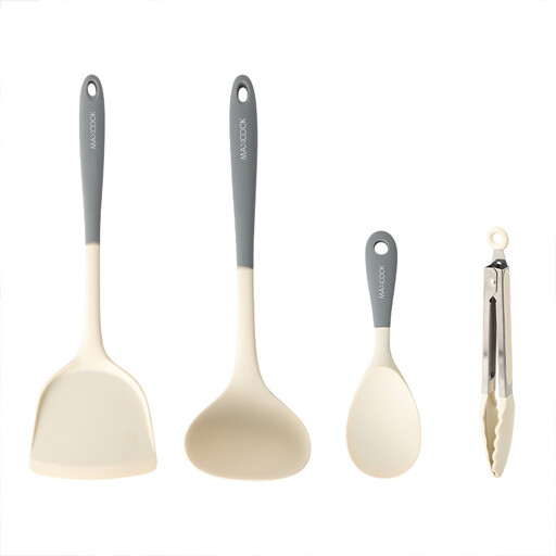 Maxcook Silicone Kitchen Utensil Spatula Spoon Food Tongs - 4-Piece Set