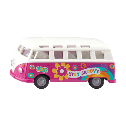 Siku VW T1 Samba Bus Toy Car - Flowerpower Edition, 15.5cm