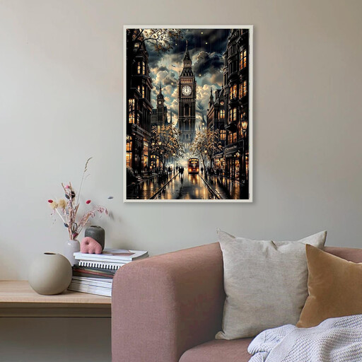 JU7CER Rainy Night Street View Diamond Art Set