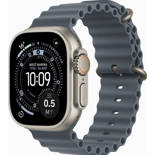 Apple Watch Ultra 3, Ocean Band, Titanium (Blue)
