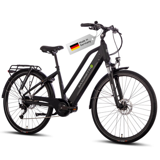 SAXONETTE E-Bike City Bike Deluxe Sport Lady 9-speed Shimano Alivio derailleur, derailleur gears, mid-drive motor, 418 Wh battery, pedelec, electric bicycle for women and men