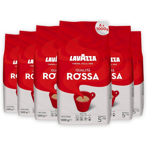 Lavazza Qualità Rossa whole coffee beans, six 1 kg bags