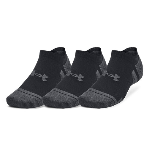 Under Armour Performance Tech 3-Pack No Show Socks in Black/Jet Gray