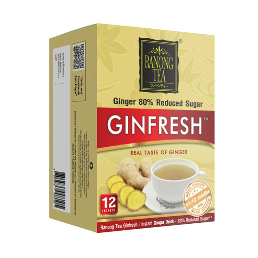 Ranong tea ginfresh instant ginger drink 80% reduced sugar 60 g