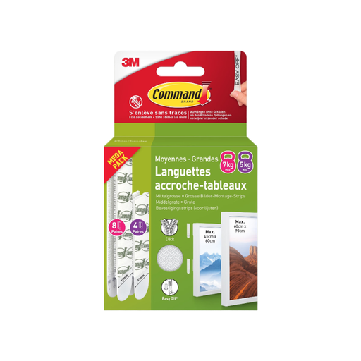 Multipack of 3M Command strips for medium and large frames