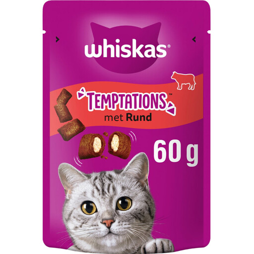 Whiskas Temptations Cat Treats Beef Flavor 60g