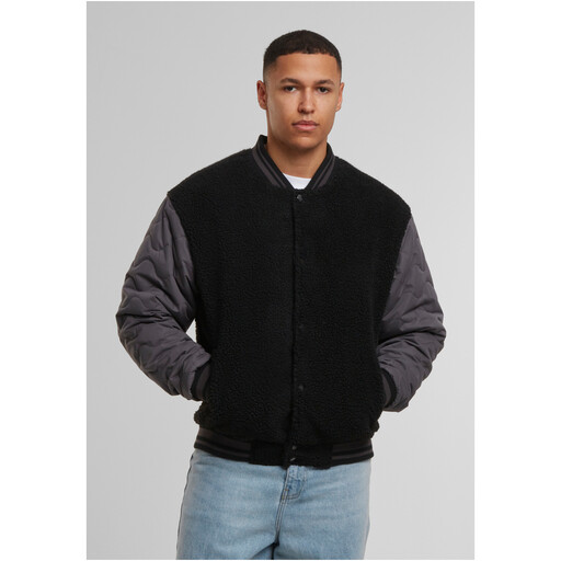 Urban Classics Teddy College Jacket in schwarz