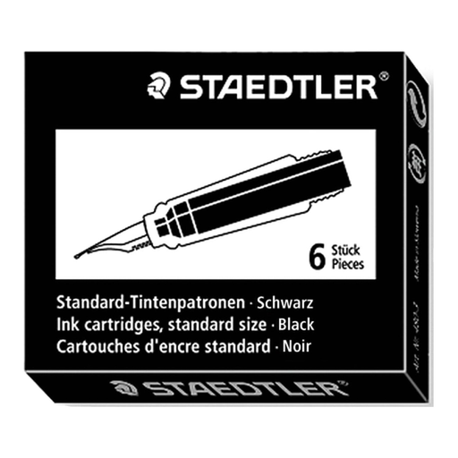 STAEDTLER Ink Cartridge, Standard, Black, 480-9, 6 Pieces