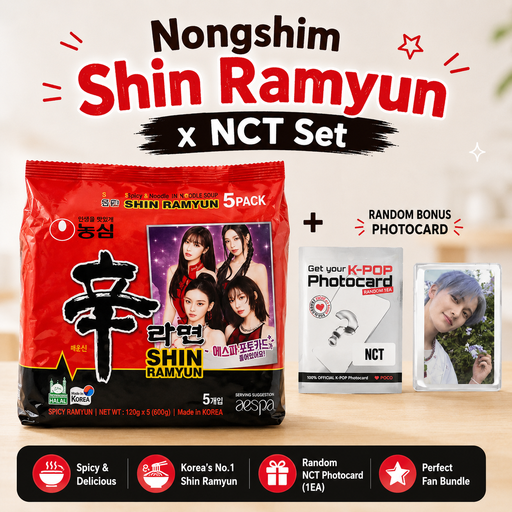 Nongshim Shin Ramyun x Aespa Version 5 Packs & NCT Photocard Set