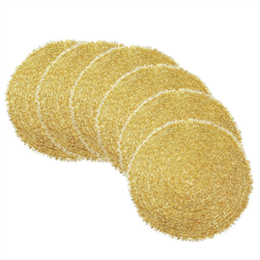 Polyester Shiny Silk Fluffy Placemat in Gold
