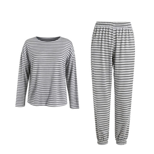 IZURIA Gestreiftes Loungewear Set in Dunkelgrau