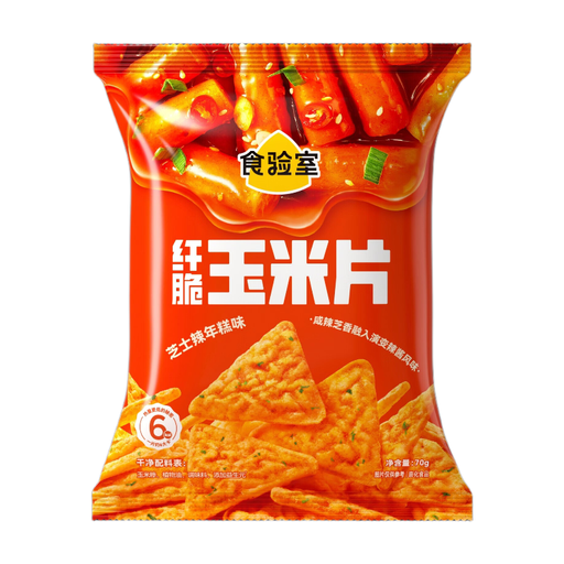 Shiyanshi Crispy Corn Chips Cheese & Spicy Tteokbokki Flavor 70g