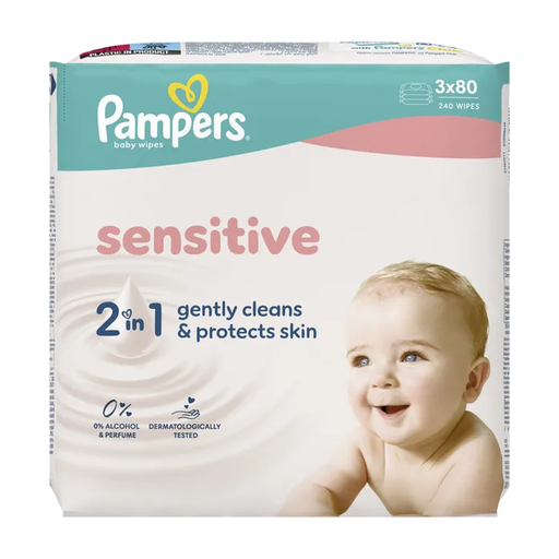 Pampers Sensitive Wet Wipes 3 x 80 Sheets