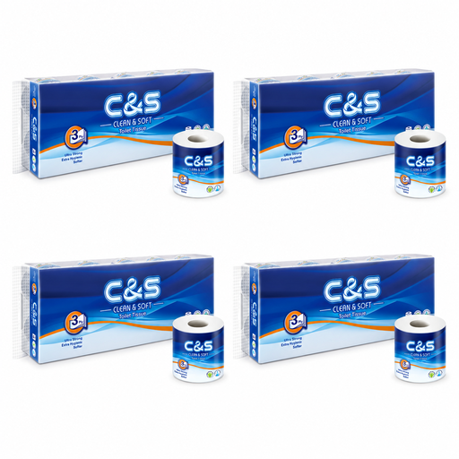 C&S Roll Bathroom Tissue, 3-Ply, 140g, 40 Rolls, Soft, Durable