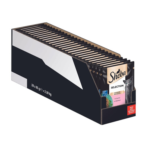 Sheba Sauce Collection Wet Cat Food Pouches with Salmon (MSC) 28x85g