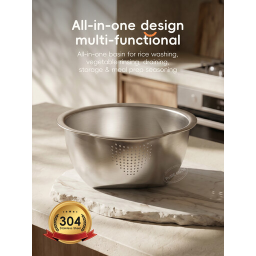 PURECOOK 304 Stainless Steel Angled-Bottom Colander