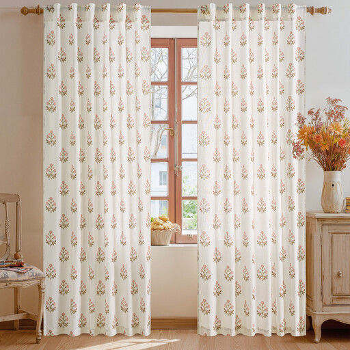 PONY DANCE Floral Curtains Back Tab and Rod Pocket Farmhouse Botanical Print Window Drapes