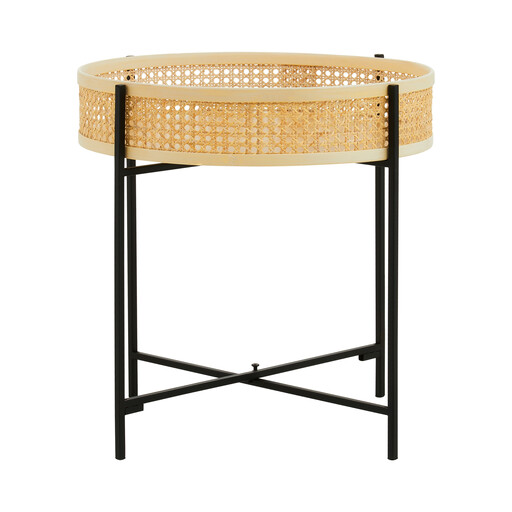 Interiors by Premier Side Table Depok Round Rattan/Black