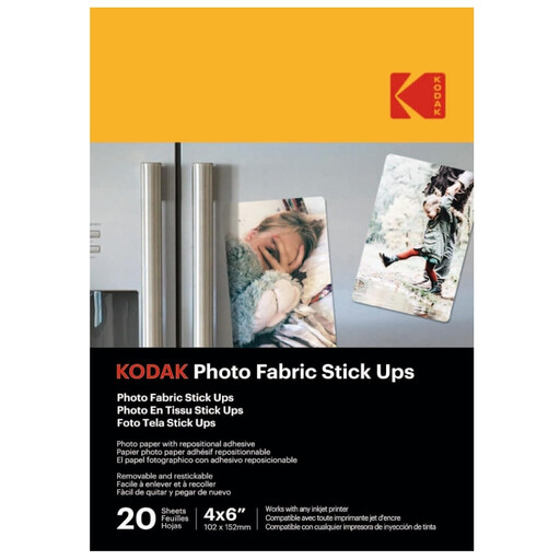 KODAK Photo Fabric Stick Ups - Pack of 20 Self-Adhesive Photo Paper Sheets
