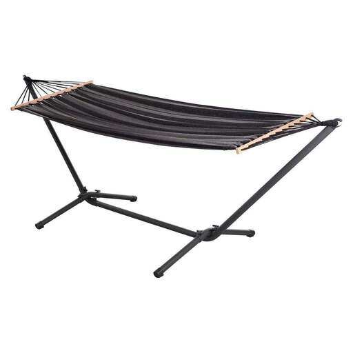 OUTFIT Hammock with Self-standing, Robust, Weather-resistant, steel frame, 200 x 100 cm Bed Space, Black,Grey