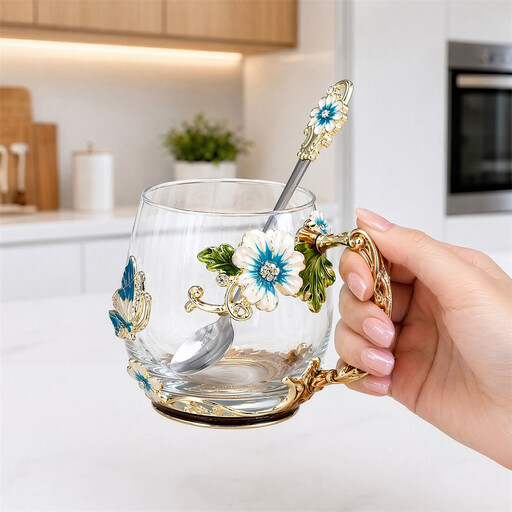 Huacan Enamel coloured glass cup