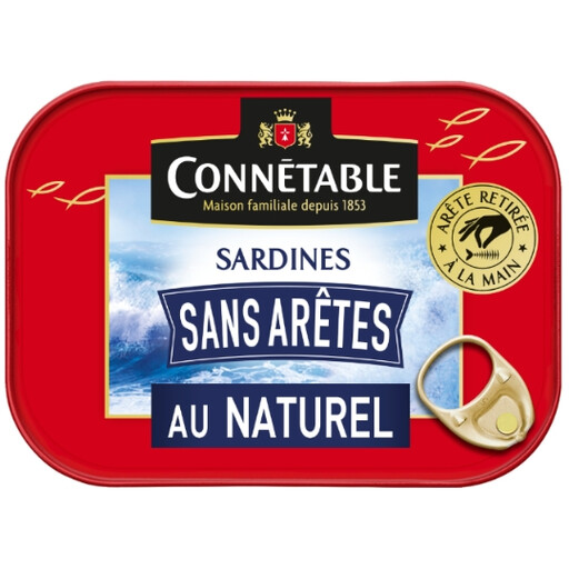 Connétable tin of boneless sardines in water, 98 g