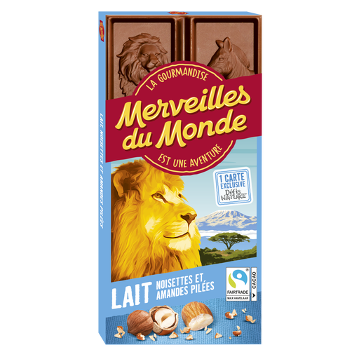 MERVEILLES DU MONDE Milk Chocolate with Chopped Hazelnuts & Almonds 100g