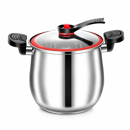 22 cm, 6 L stainless steel casserole pot with glass lid