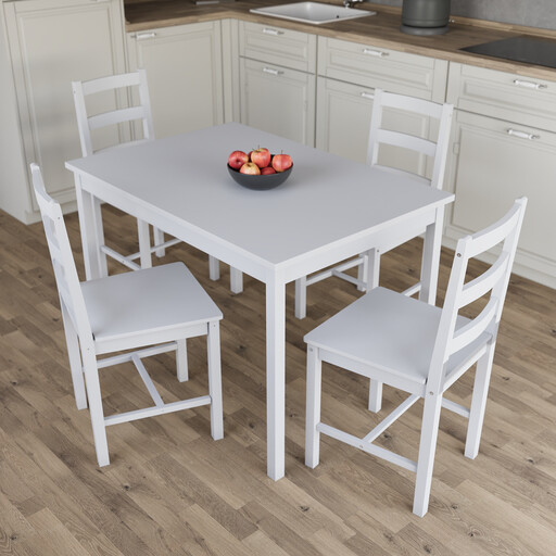 Vida Designs Yorkshire 4 Seater Dining Set, White