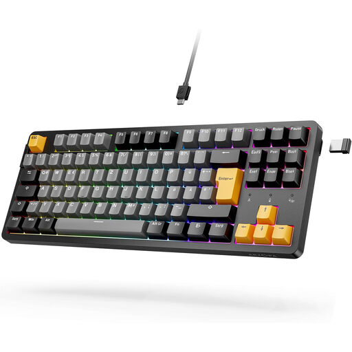 ARZOPA 80% German Layout Gaming Keyboard, 87 Keys Gasket Mechanical Keyboard Wireless/Wired/Bluetooth