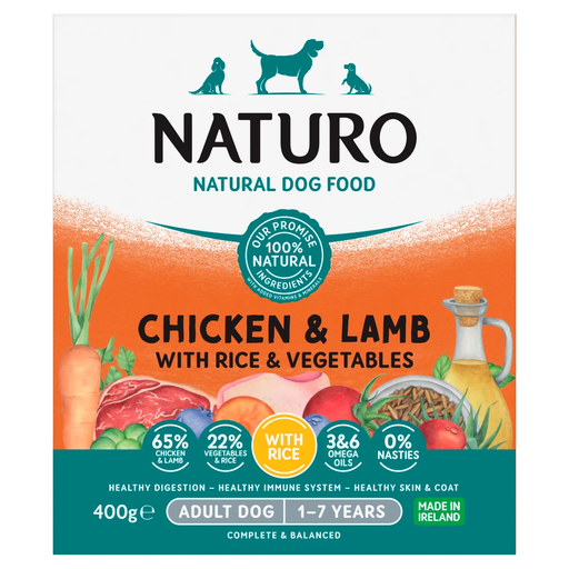 Naturo Natural Dog Food Chicken & Lamb with Rice and Vegetables Adult Dog
