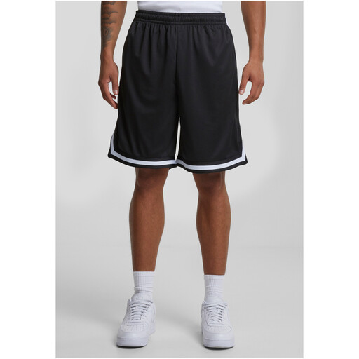 Urban Classics Stripes Mesh Shorts in black-white