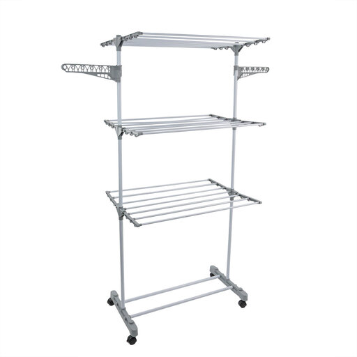 JVL Three Tier Laundry Washing Clothes Drying Rack - White