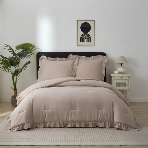 Meeallhome French Vintage Ruffle Bedding 3-Piece Set