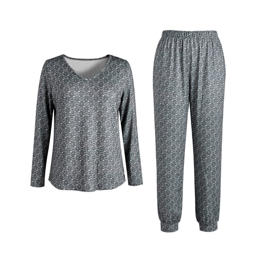 IZURIA V-Neck Dark Grey Long Sleeved Top and Pants Set