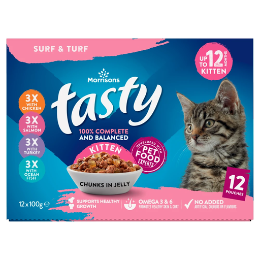 Morrisons Tasty Surf & Turf Chunks in Jelly for Kittens