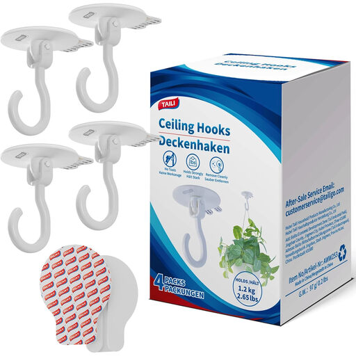 TAILI Adhesive Ceiling Hooks for Hanging Plants