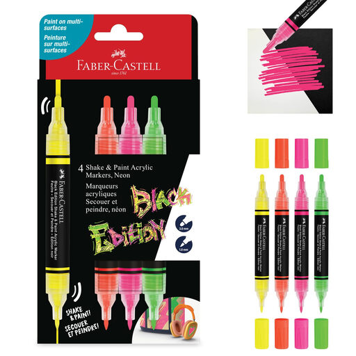 Faber-Castell Acrylmarker Black Edition Shake & Paint x4 neon colours