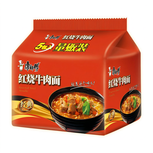 Master Kong Braised Beef Flavour Instant Noodles – 5 Pack, 500 g