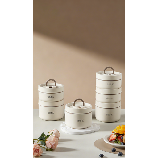 COOKER KING 304 Stainless Steel Food Storage Containers Vacuum Airtight Oven Steam Safe Lunch Box 4pcs Set