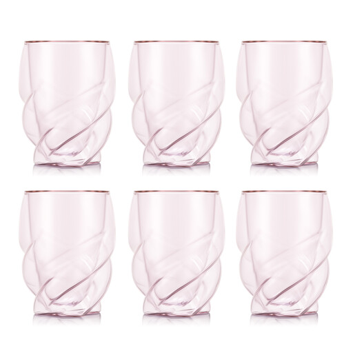 Bodum PAVINA PARIS Double Walled Glasses - 270ml, Transparent Pink, Pack of 6
